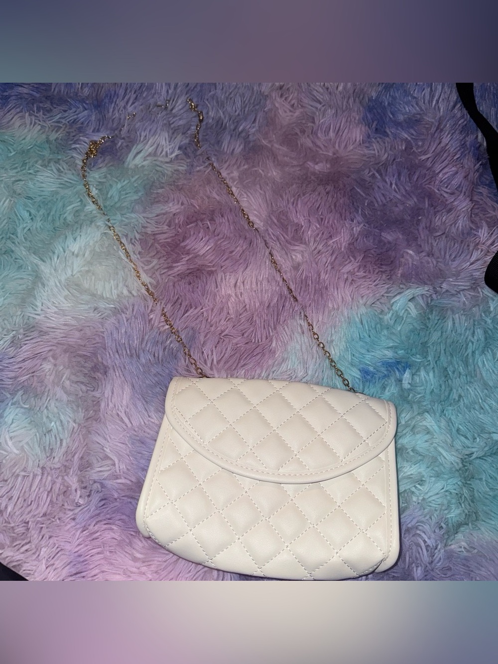 SHEIN White Quilted Chain Shoulder Bag